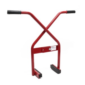 Rote Xpotool Versetzzange aus Stahl mit schwarzen Griffen und Greifbacken, ideal für Bordsteine bis 100kg.