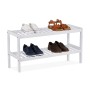 Relaxdays Schuhregal Bambus Weiß 2 Ablagen 33 cm x 70 cm x 26 cm 1,4 kg