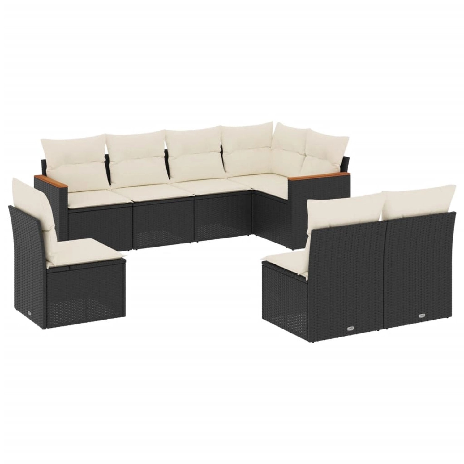 vidaXL 8-Tlg Garten-Sofagarnitur mit Kissen Schwarz Poly Rattan 3258444