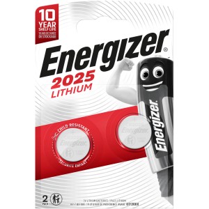 Energizer CR2025 Lithium Knopfzellen, 2er-Pack. Batterie für Taschenrechner und Fernbedienungen.