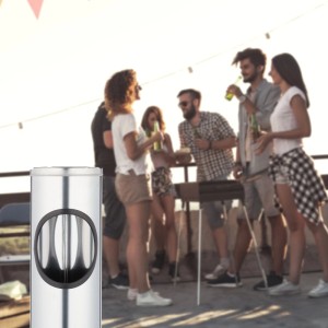 Relaxdays Stehaschenbecher Edelstahl Silber 52,5 cm x 14,5 cm