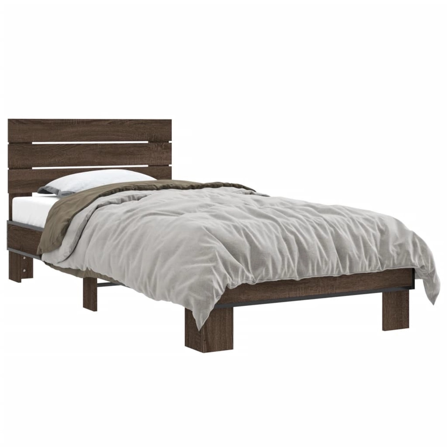 vidaXL Bettgestell Braun Eichen-Optik 90x200 cm Holzwerkstoff Metall 845746 günstig online kaufen