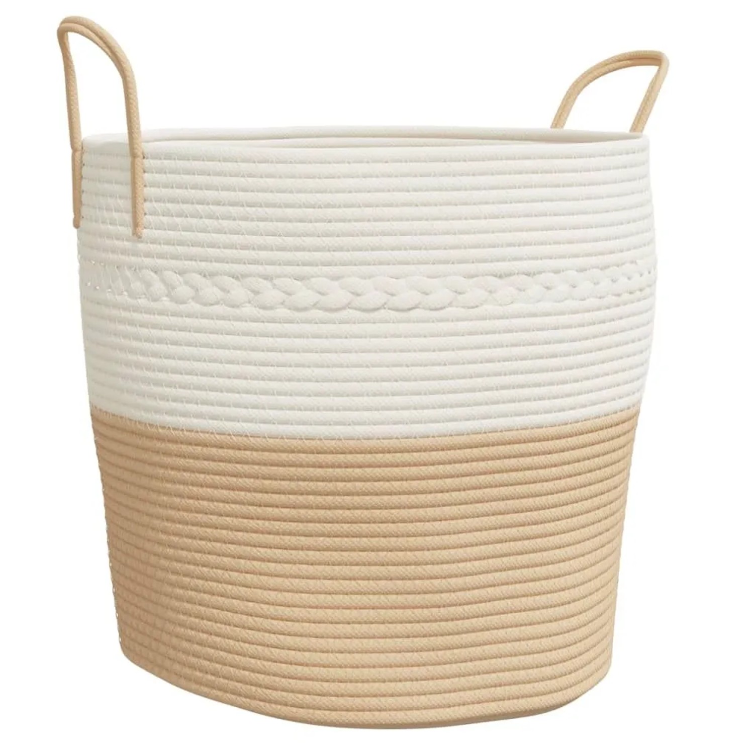 vidaXL Aufbewahrungskorb Beige und Weiß Ø43x38 cm Baumwolle 358487