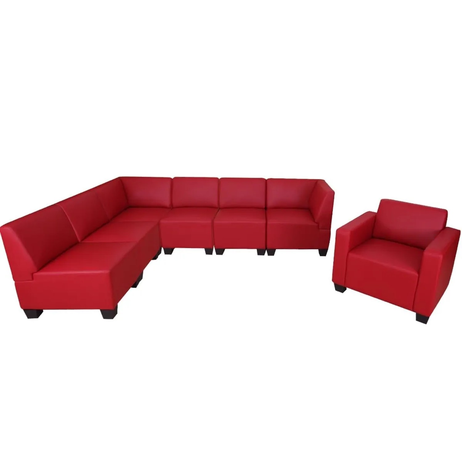 Mcw Modular Sofa-System Lyon 6-1 Kunstleder Rot