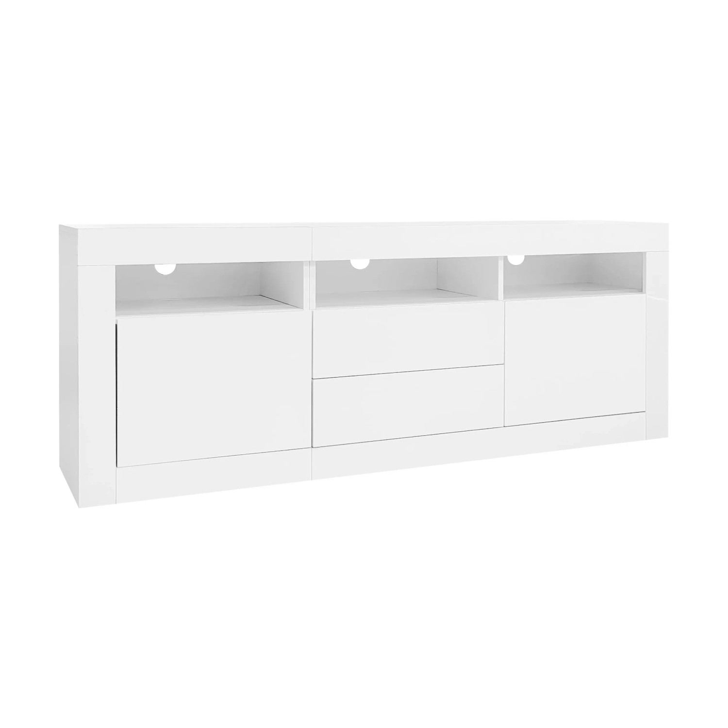 Merax TV Lowboard 160x35x60 cm LED 2 Türen 2 Schubladen Für 70 Zoll TV