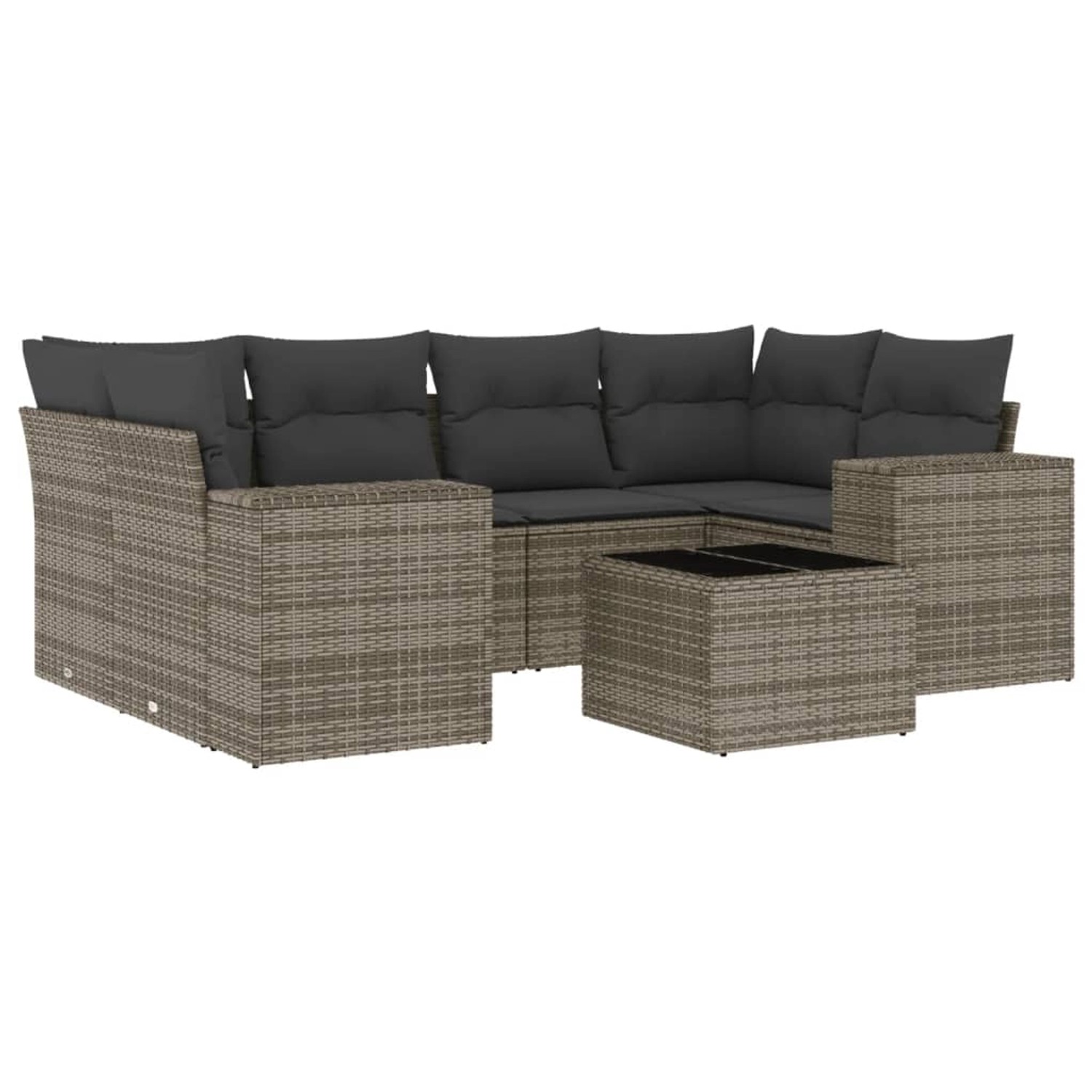 vidaXL 7-Tlg Garten-Sofagarnitur mit Kissen Grau Poly Rattan 3254657 günstig online kaufen