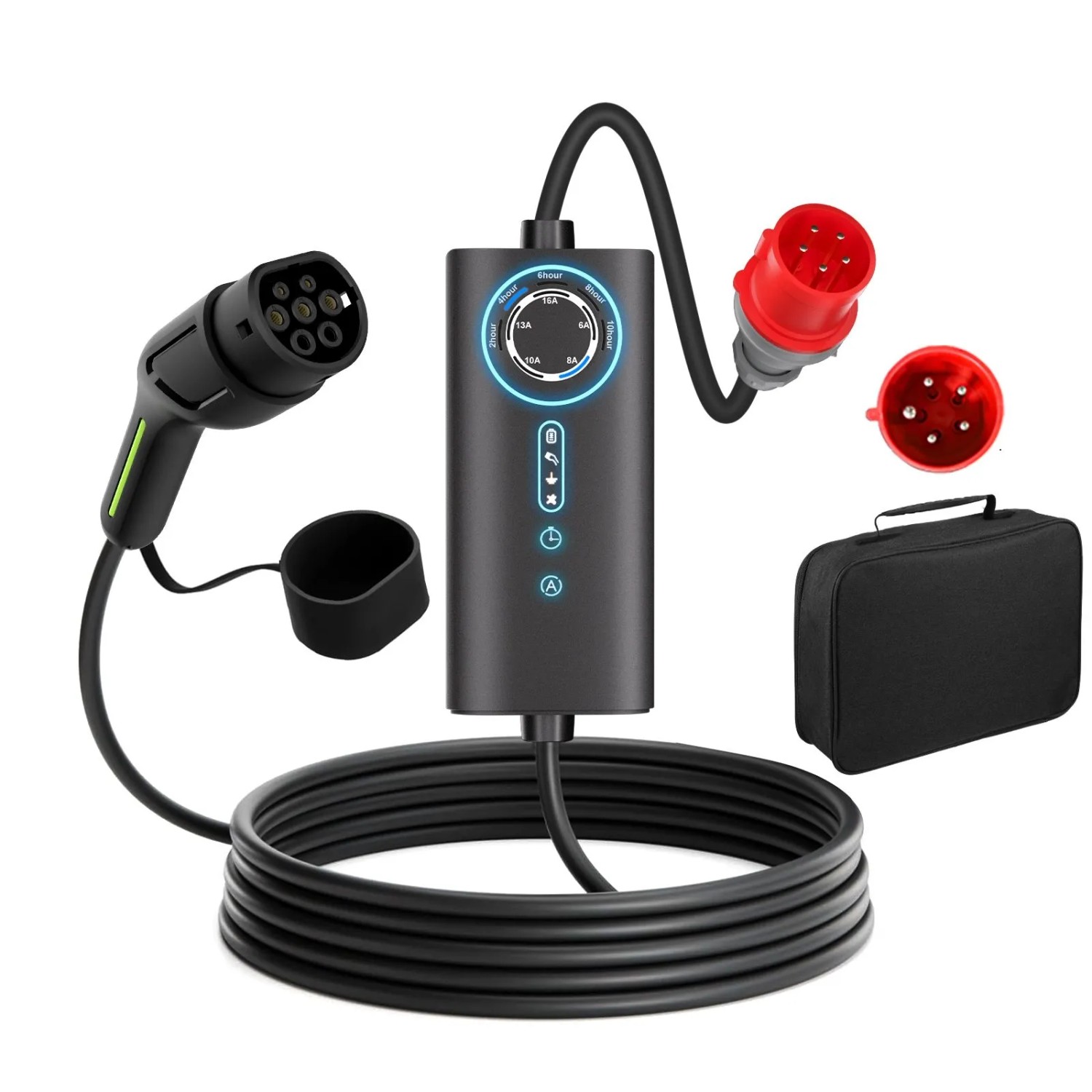 Junsun 11kW Typ 2 EV-Ladegerät 6m Kabel 3-phasig Inkl. Tasche Flexibler Stromanpassung 6-16A