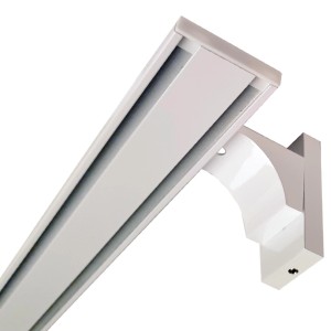 Bestlivings Gardinenschiene, 2-läufig, 330 cm, Aluminium, weiß, inkl. Wandträger.