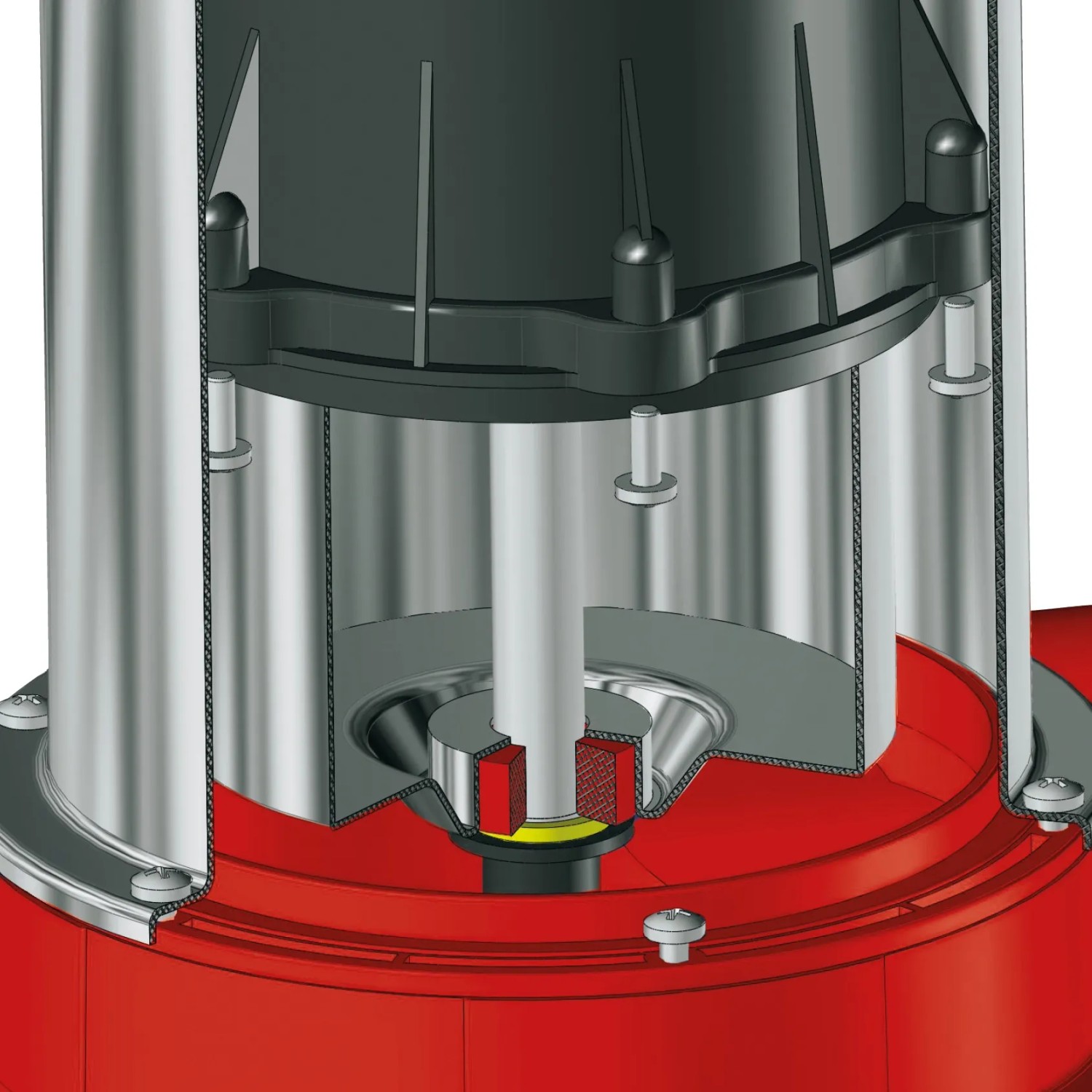 Detailaufnahme: Einhell GE-DP 7035 N-A ECO Schmutzwasserpumpe im Querschnitt.