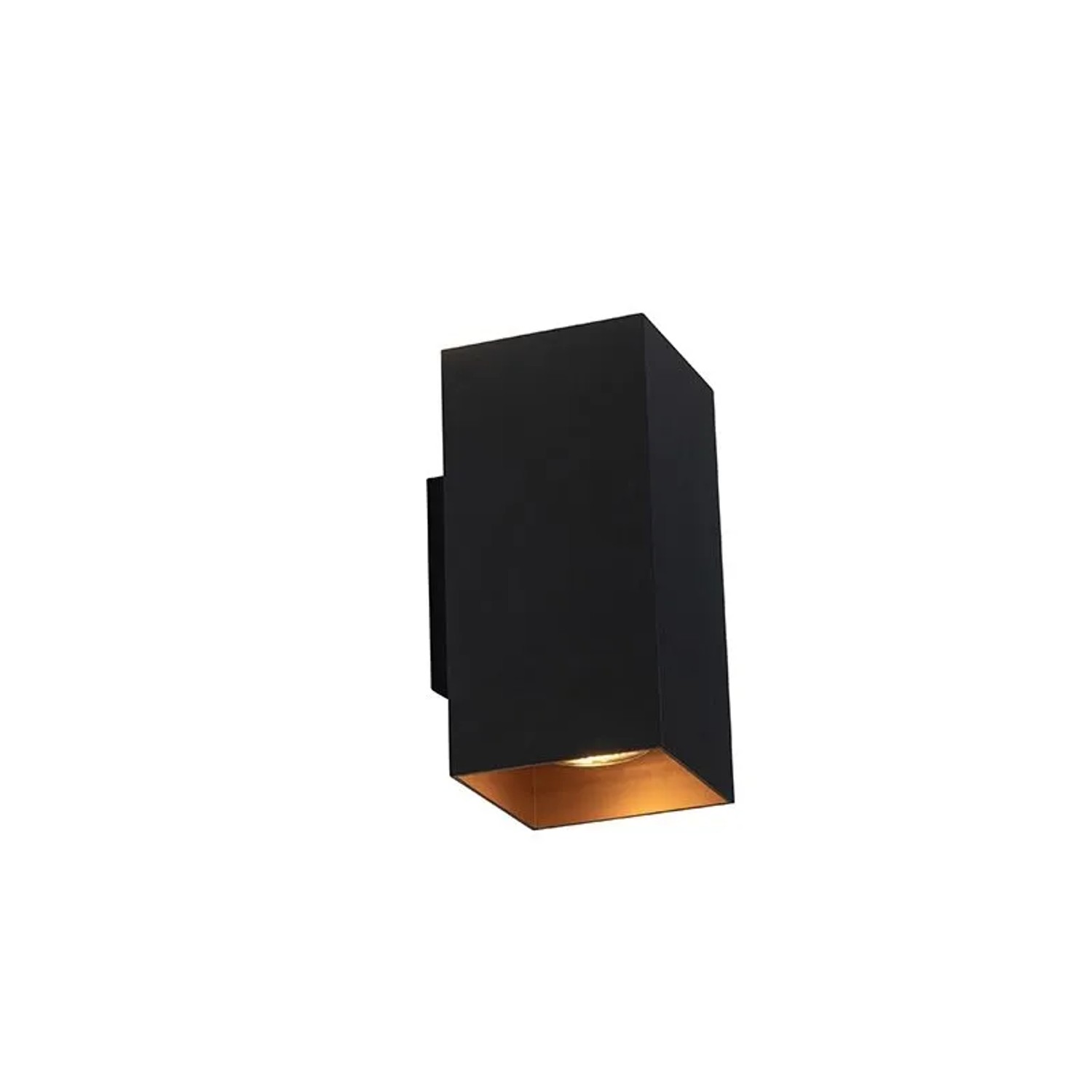 QAZQA Design Wandleuchte Quadratisch Schwarz mit Goldener Innenseite Sab