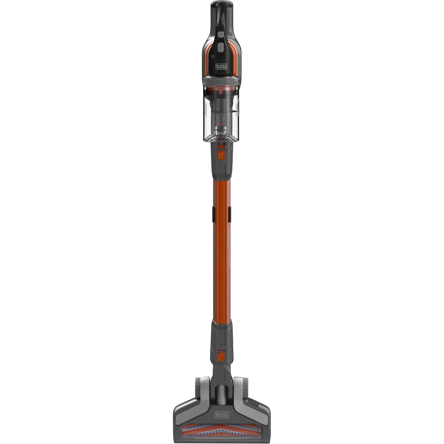 Black+Decker Akku-Stielsauger BHFEV182B, 18V, ohne Akku/Ladegerät. Bodenstaubsauger in Grau und Orange.