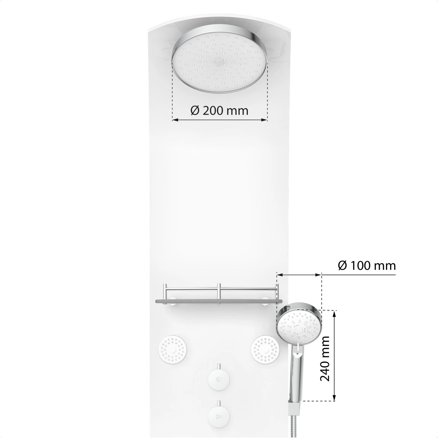 EISL Karibik Duschpaneel 3 In 1 - Regendusche Mit Massagedüsen Schwarz