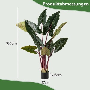 Costway Kunstpflanze & 11 Blättern für Zuhause Büro Grün 160 cm