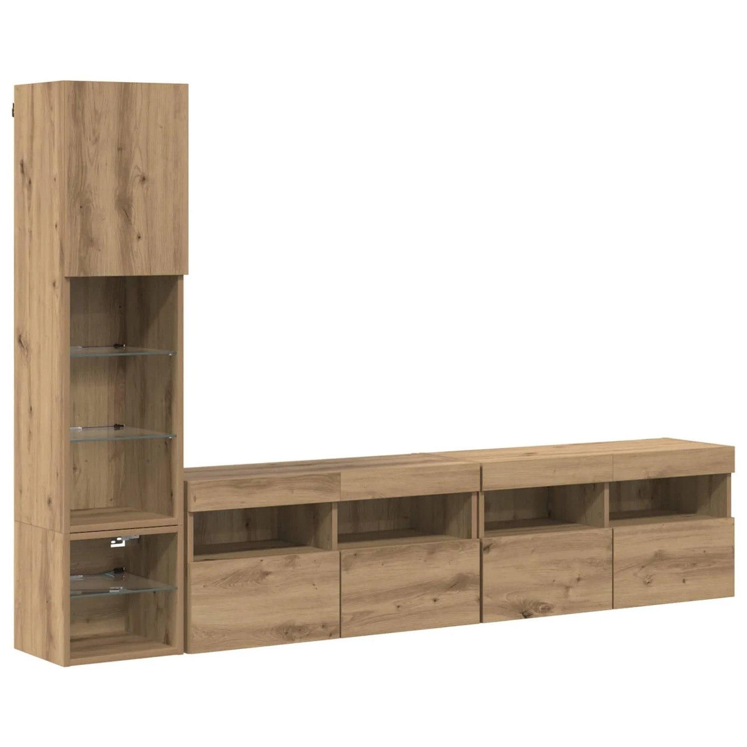 vidaXL TV-Wandmöbel mit LED 4-Tlg Artisan-Eiche Holzwerkstoff 3402966