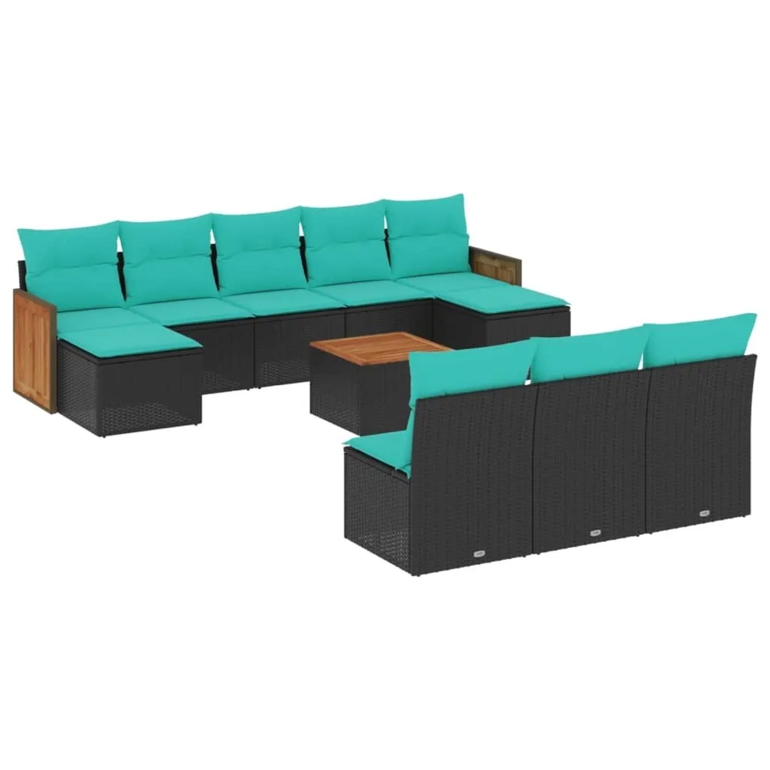 vidaXL 11-Tlg Gartensofa-Set mit Kissen Schwarz Polyrattan 3228073 günstig online kaufen