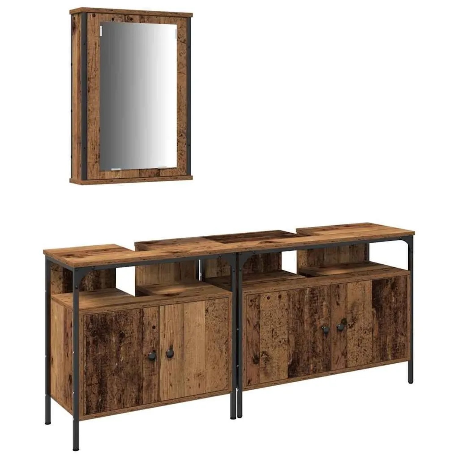 vidaXL Badezimmer Waschbeckenmöbel mit Regal 3 Stk Braun Holzwerkstoff 3332550