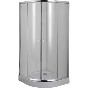 Sanotechnik Runddusche R550, 90x90 cm, mit Chromprofilen und Duschtasse.