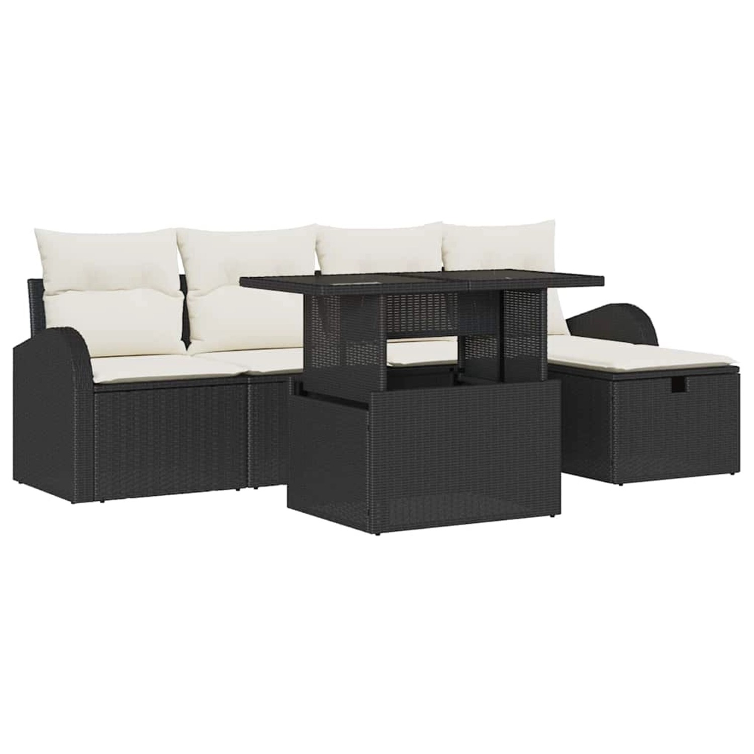 vidaXL Garten-Sofa-Set mit Kissen 6-Tlg Schwarz Poly Rattan 3359744 günstig online kaufen