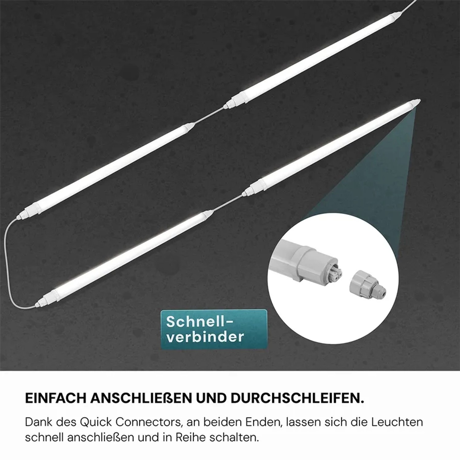 LUXULA LED Feuchtraumleuchte, 60cm, mit Schnellverbinder für einfache Installation.