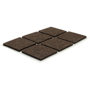 Wagner Filzpads-Set, 12 braune, selbstklebende Möbelgleiter 30x30x3 mm zum Schutz von Oberflächen.