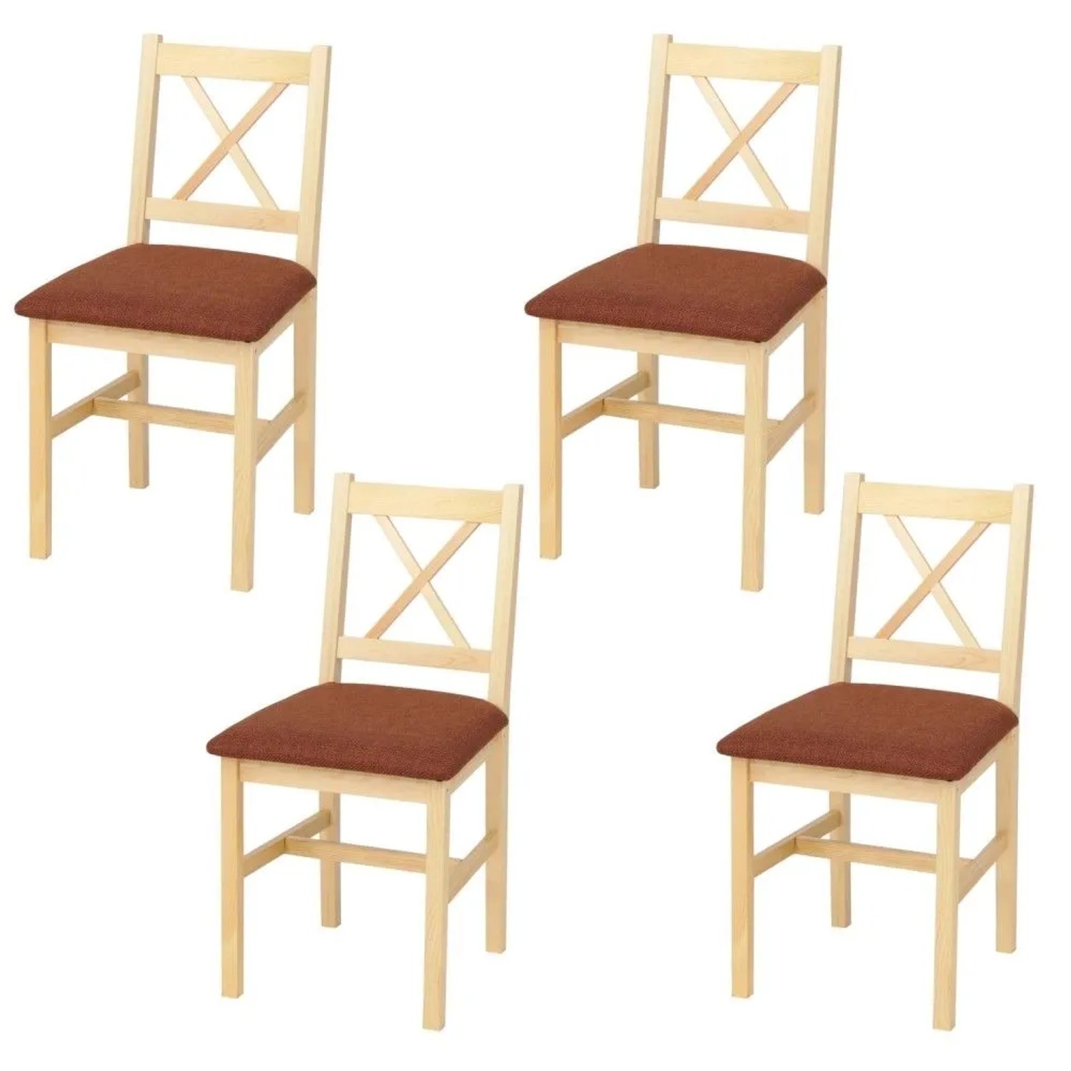 MCW Esszimmerstuhl F77 4er-Set Natur Polster Terrakotta