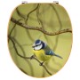 Banjado WC-Sitz aus Bambus mit Blaumeise-Motiv. Toilettendeckel aus Holz für Standard WC.