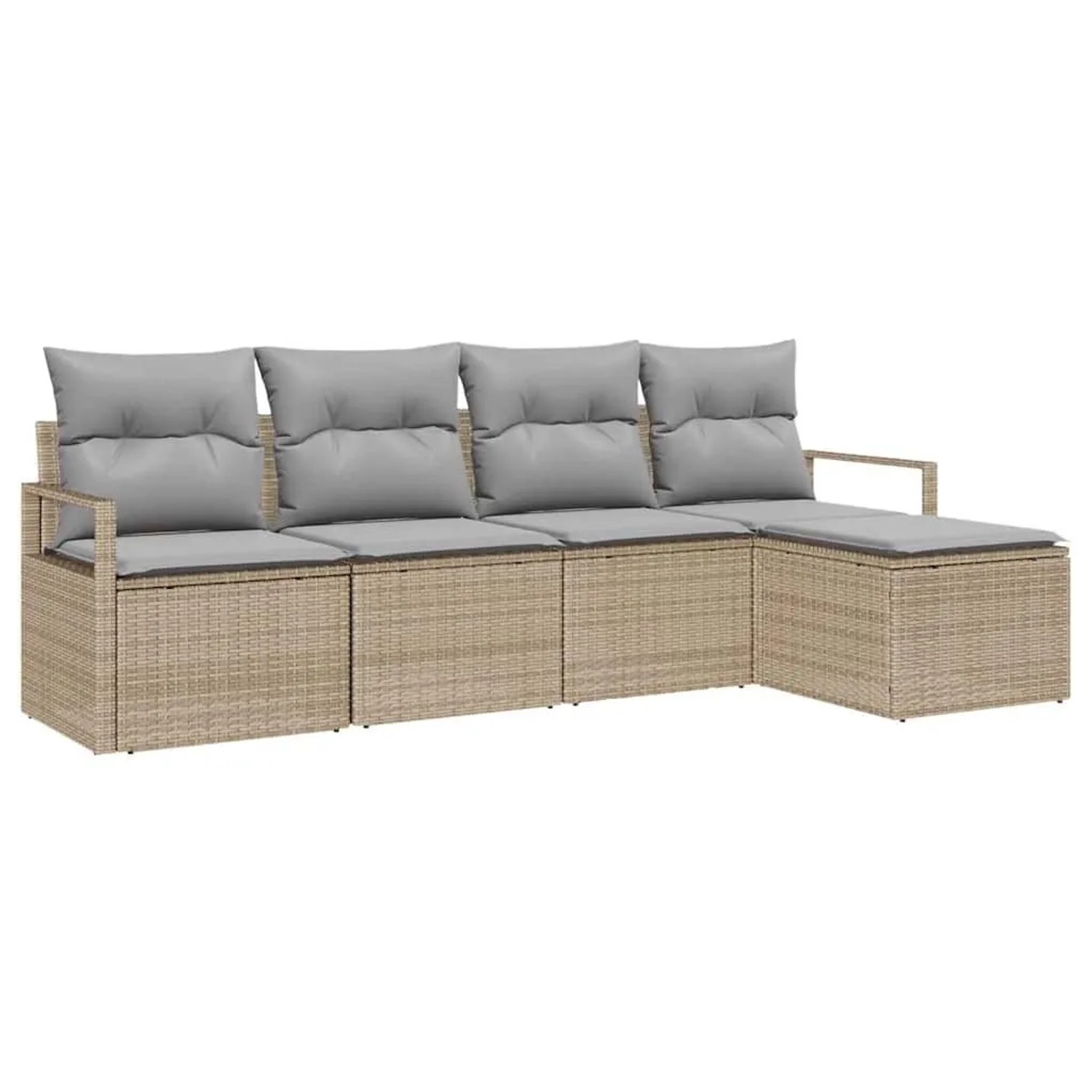 vidaXL Sofa Set mit Kissen 5-Tlg Beige und Hellgrau Poly-Rattan 3355009 günstig online kaufen