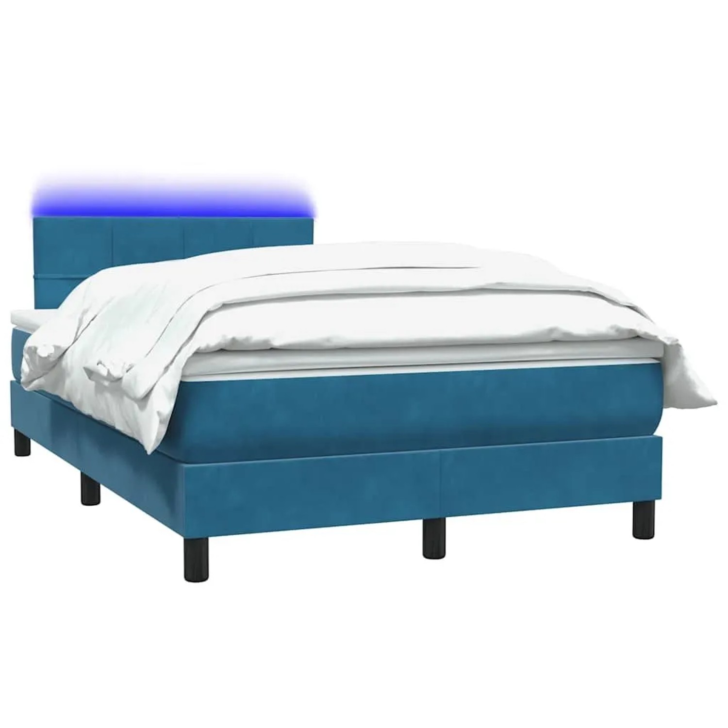 vidaXL Boxspringbett mit Matratze & LED Dunkelblau 120x210 cm Samt 3316879 günstig online kaufen