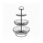 Relaxdays Obst Etagere aus schwarzem Eisen mit 3 runden Draht-Etagen und Griff, ideal als Küchenhelfer.