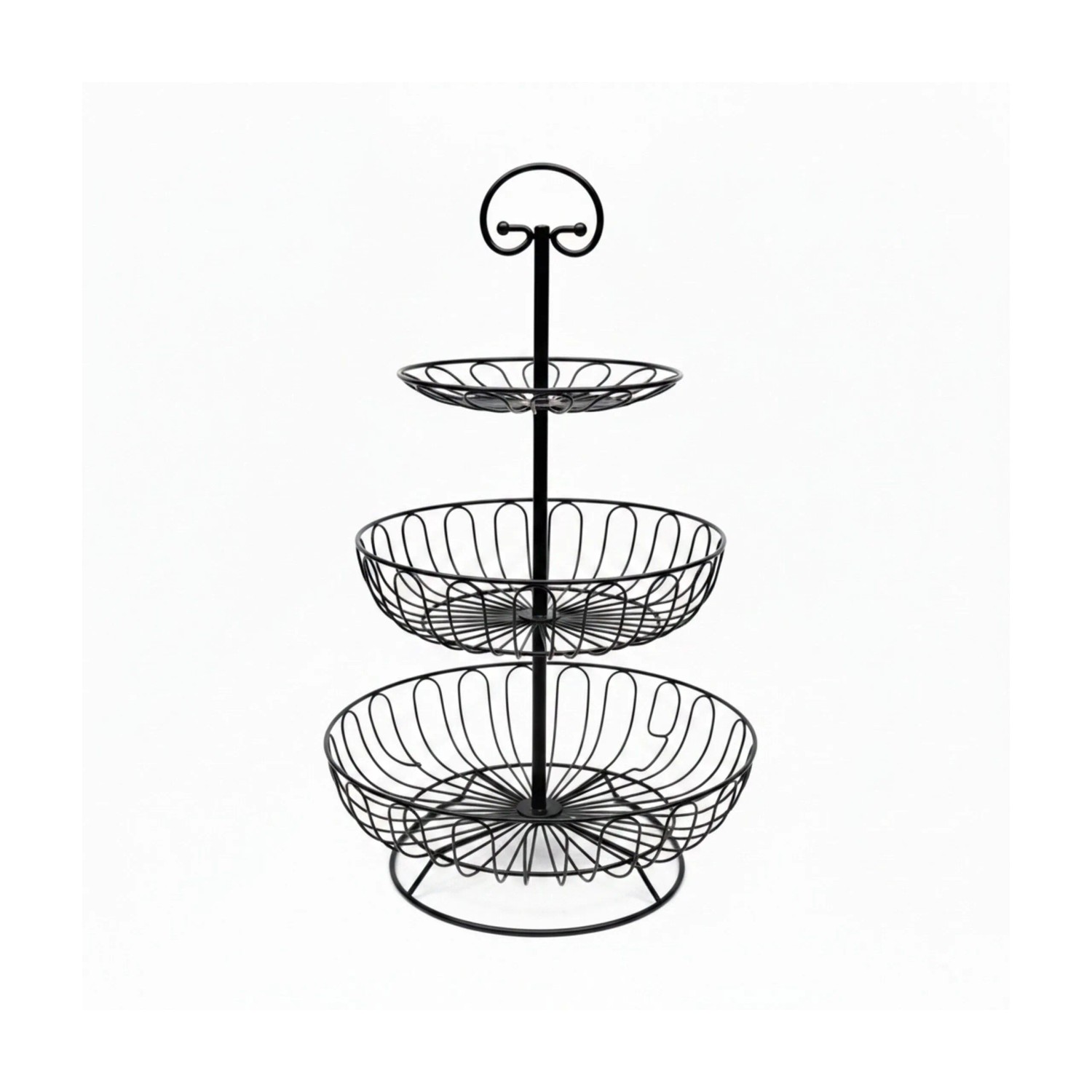 Relaxdays Obst Etagere Eisen Schwarz 3 Etagen 47 cm x 30 cm 0,8 kg