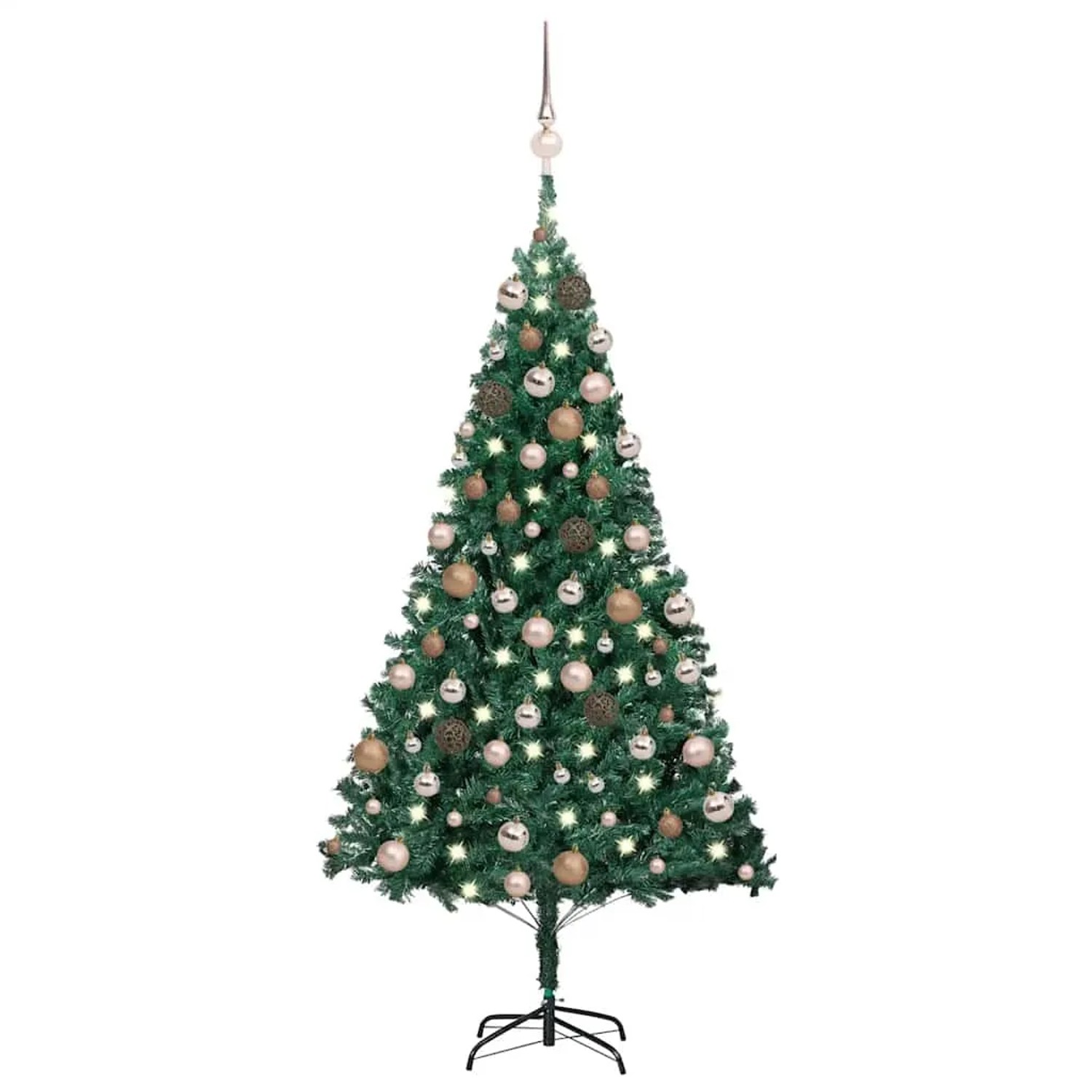 vidaXL Künstlicher Weihnachtsbaum mit Beleuchtung & Kugeln Grün 150 cm 3077621