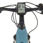 Lenkeransicht: Prophete City E-Bike Geniesser 3.9 Damenrad, blau matt, mit Display und Klingel.