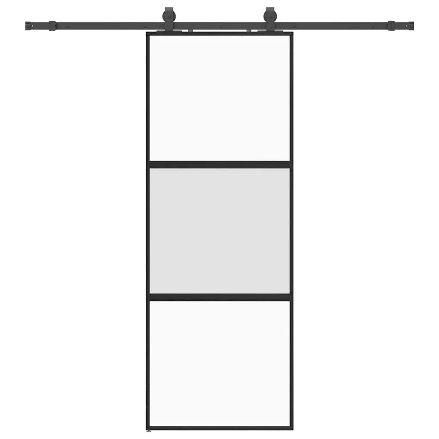 vidaXL Schiebetür mit Beschlag Schwarz 76x205 cm Hartglas 3375877 günstig online kaufen