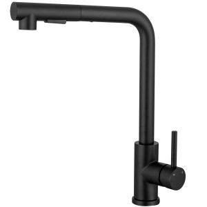 AICA Wasserhahn Schwarz Hochdruck Küchenarmatur mit Brause Ausziehbar 360° Zwei Sprühfunktionen 304 Edelstahl Mischbatterie Spültischarmatur