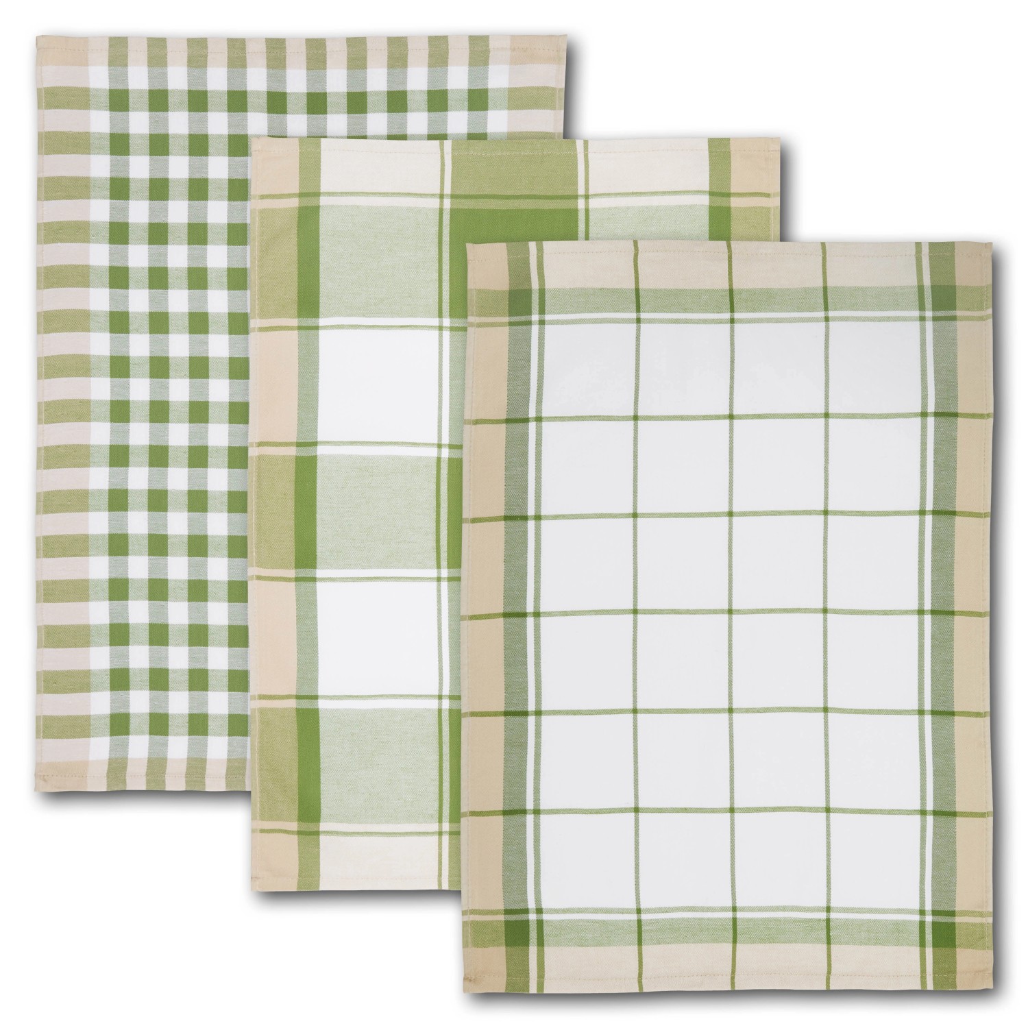 Thumbnail - Dyckhoff Geschirrtuchset Karo Olive 50 x 70 cm 3-tlg.