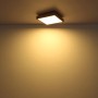 Quadratische LED-Deckenleuchte Doro in Holzfarben/Graphit, 45x45 cm. Dimmbar mit Fernbedienung.