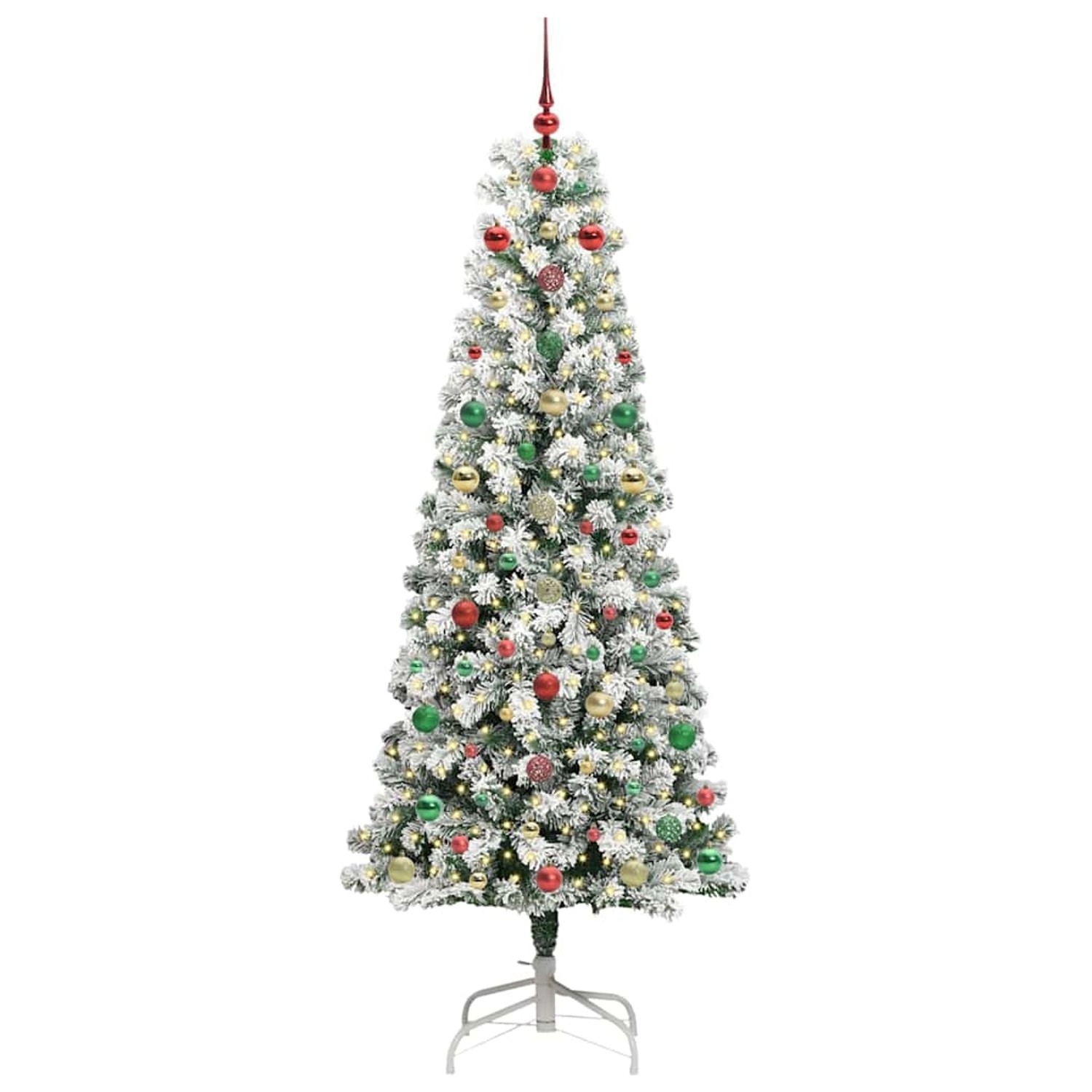 vidaXL Künstlicher Klappbarer Weihnachtsbaum Grün und Weiß 210 cm 3395612