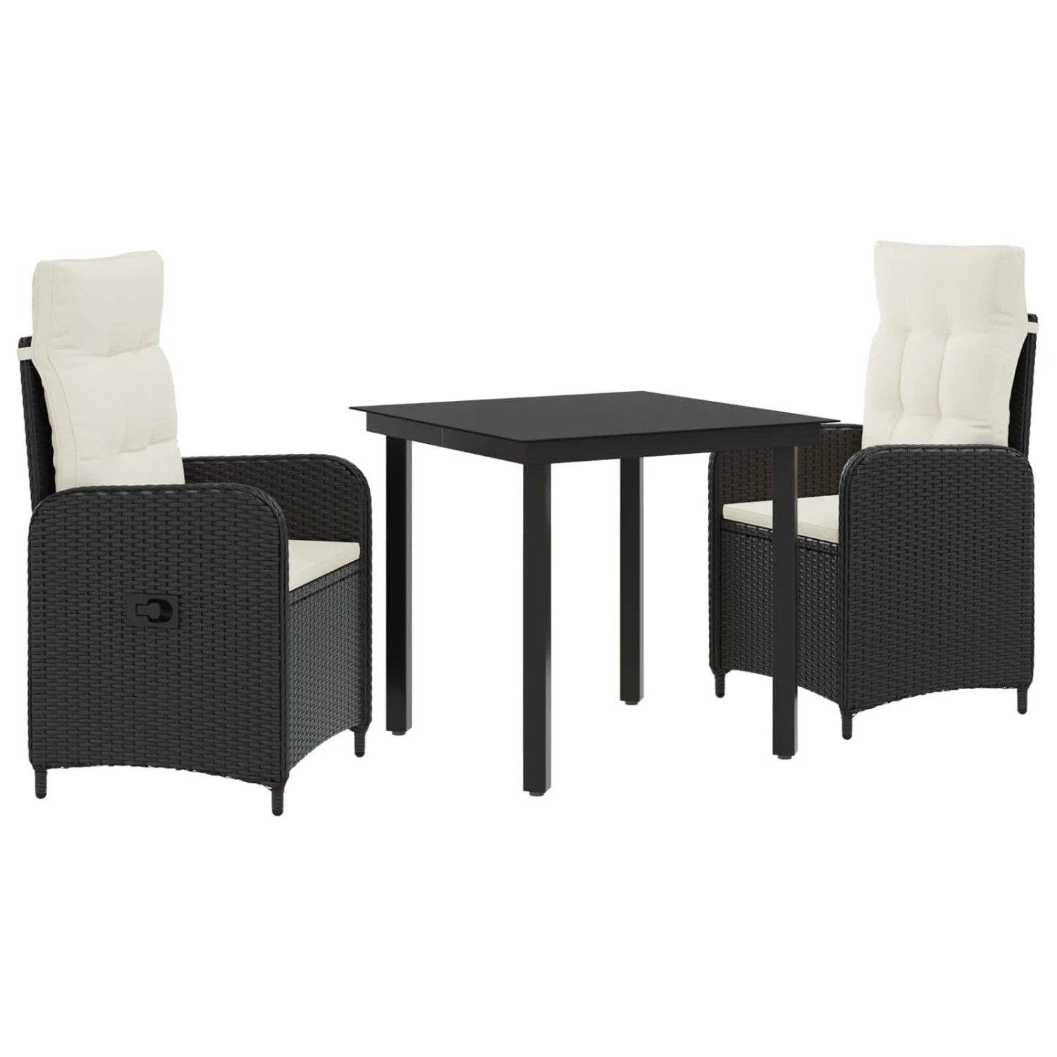 vidaXL Sofa-Tischset mit Kissen mit Kissen 3 Stk Schwarz und Cremeweiß 3422474