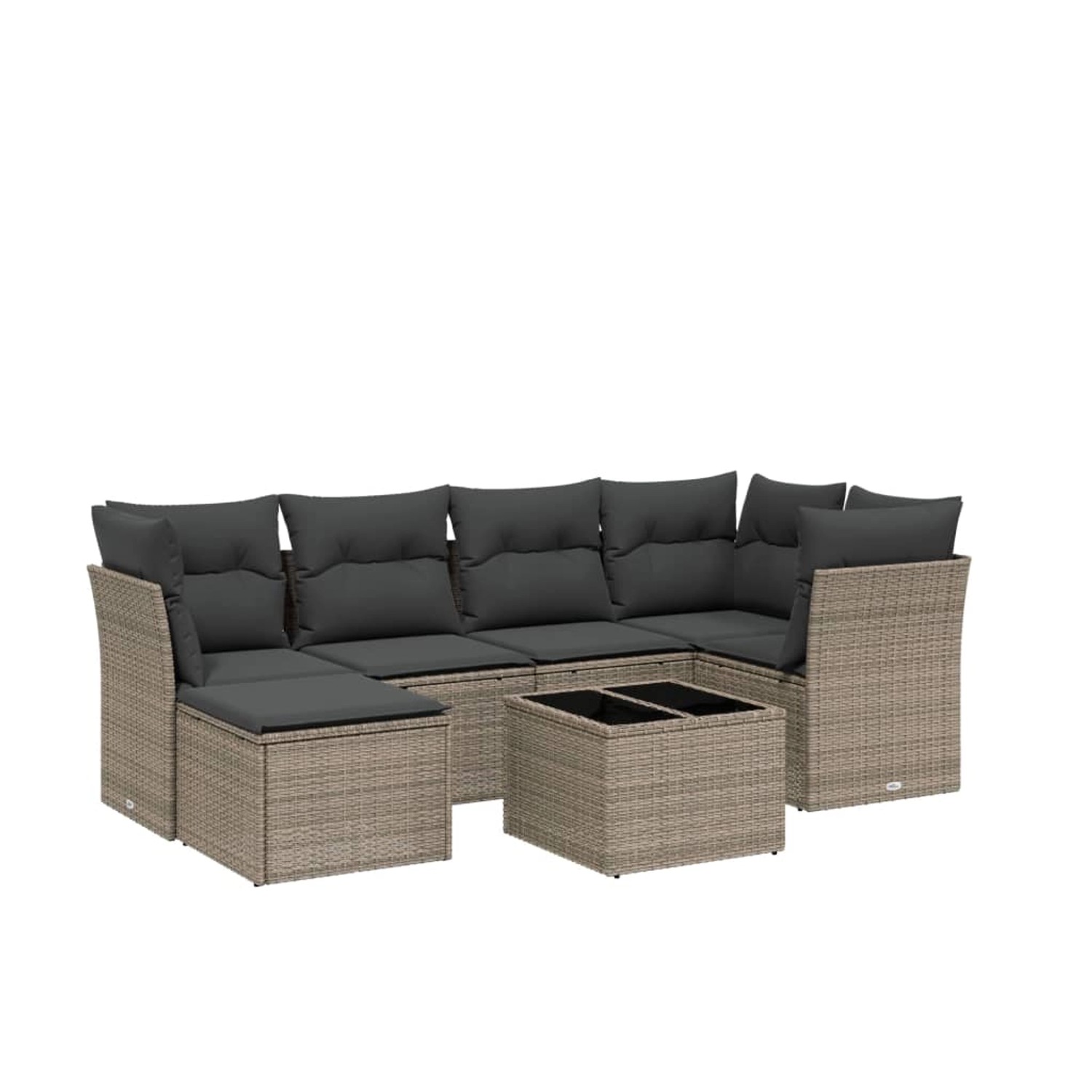 vidaXL 7-Tlg Garten-Sofagarnitur mit Kissen Hellgrau Poly Rattan 3263188 günstig online kaufen