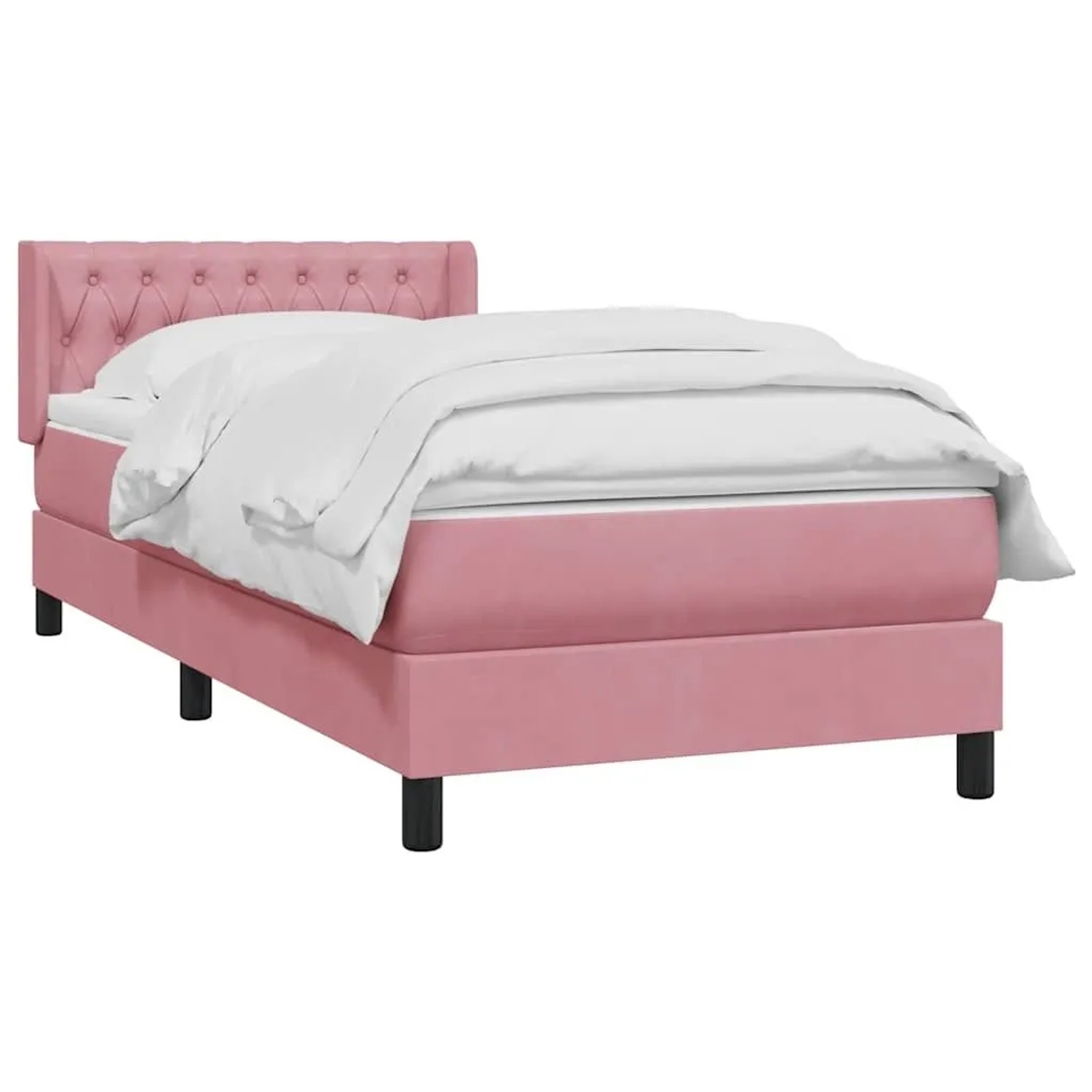 vidaXL Boxspringbett mit Matratze Rosa 100x220 cm Samt 3318404 günstig online kaufen
