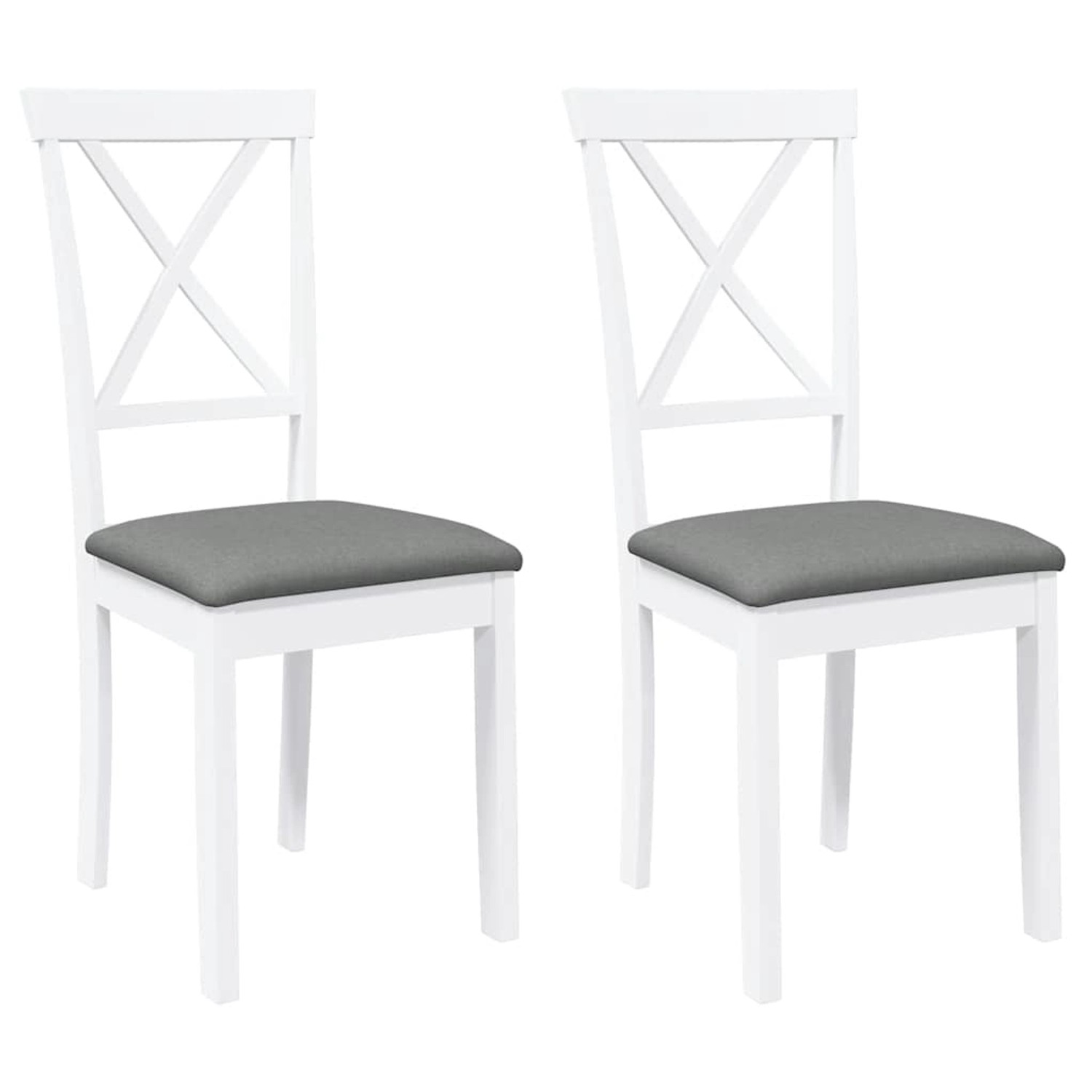 vidaXL Esszimmerstühle mit Kissen 2 Stk Weiß Massivholz Gummibaum 4102405