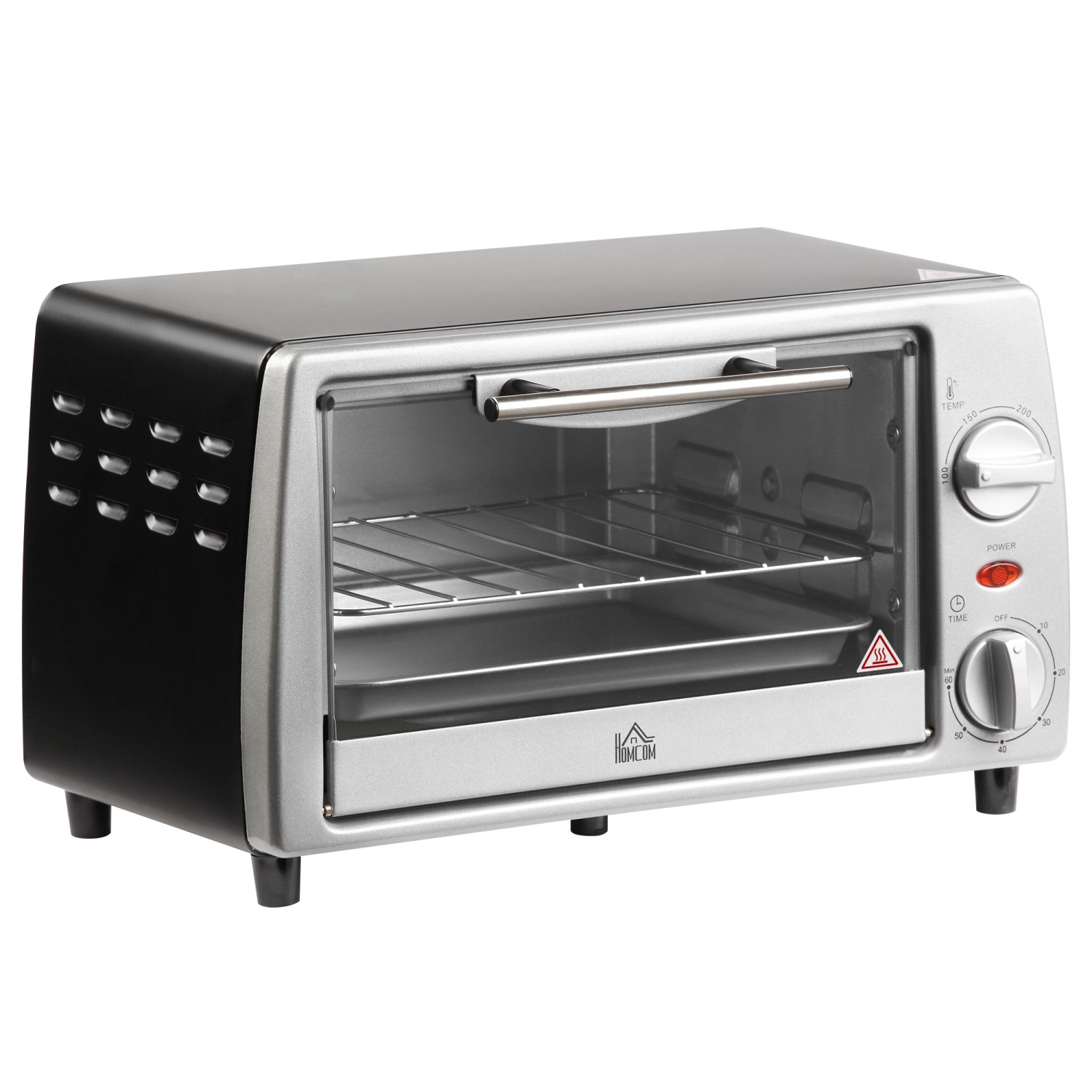 HOMCOM Minibackofen Metall Gehärtetes Glas Silber 36,5L x 26B x 22H cm günstig online kaufen