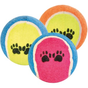 Jollypaw Tennisbälle, 6 cm, in verschiedenen Farben mit Pfotenabdruck.