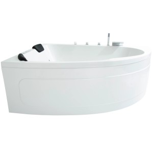 Basera® Guam Eck-Whirlpool für 2 Personen, 180x130 cm, weiße Badewanne mit Armaturen.