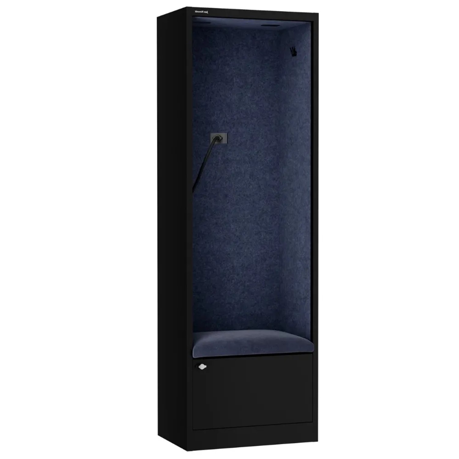 JAN NOWAK Akustikkabine mit Schalldämmung SALLY 185x60x40cm Schwarz-Blau Telefonkabine Meetingbox Telefonbox Akustikbox Bürokabine