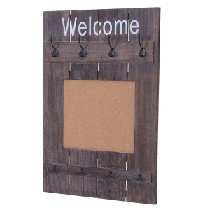 Wandgarderobe C89 im Shabby-Look mit Pinnwand und Haken aus Paulowniaholz.