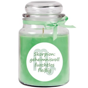 HS Candle Duftkerze Sternzeichen Skorpion im Glas, Coconut Limes, 110 Stunden