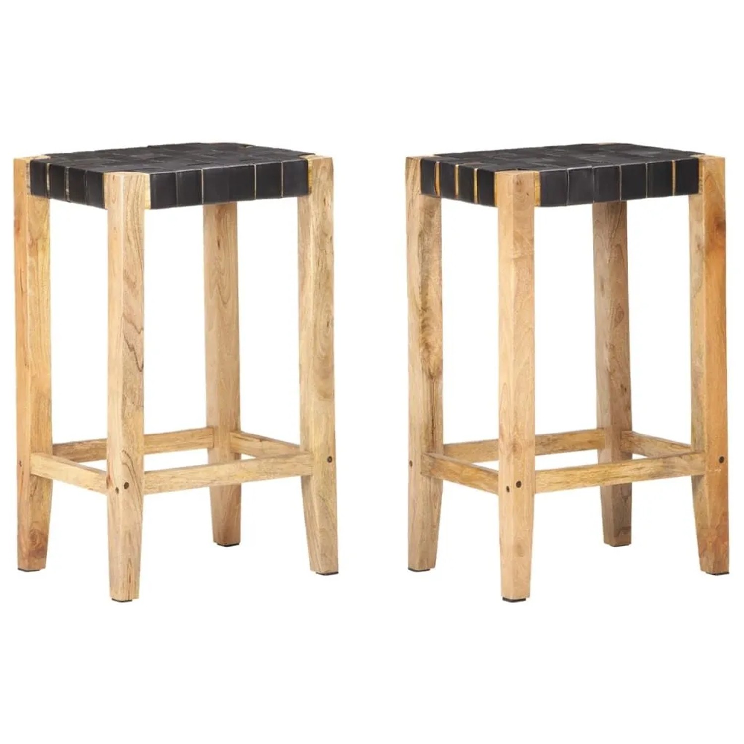 vidaXL Barhocker 2 Stk Schwarz Echtleder 75 cm 321835