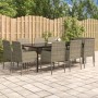11-tlg. Garten Essgruppe aus Poly Rattan in Schwarz/Grau mit Tisch und Stühlen.