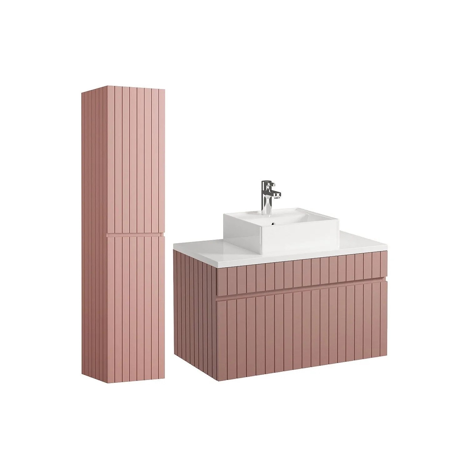 Vente-unique Badmöbel-Set Satara Puderrosa 80 cm